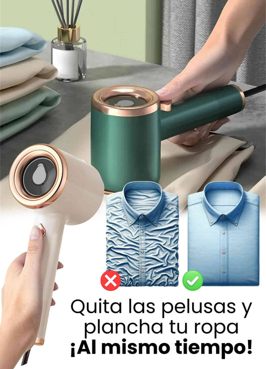 PLANCHA PORTÁTIL A VAPOR Y QUITA PELUSA  2X1