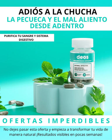 DEOS - ELIMINA OLORES INTERNOS + APOYA LA SALUD INTESTINAL Y CUTÁNEA