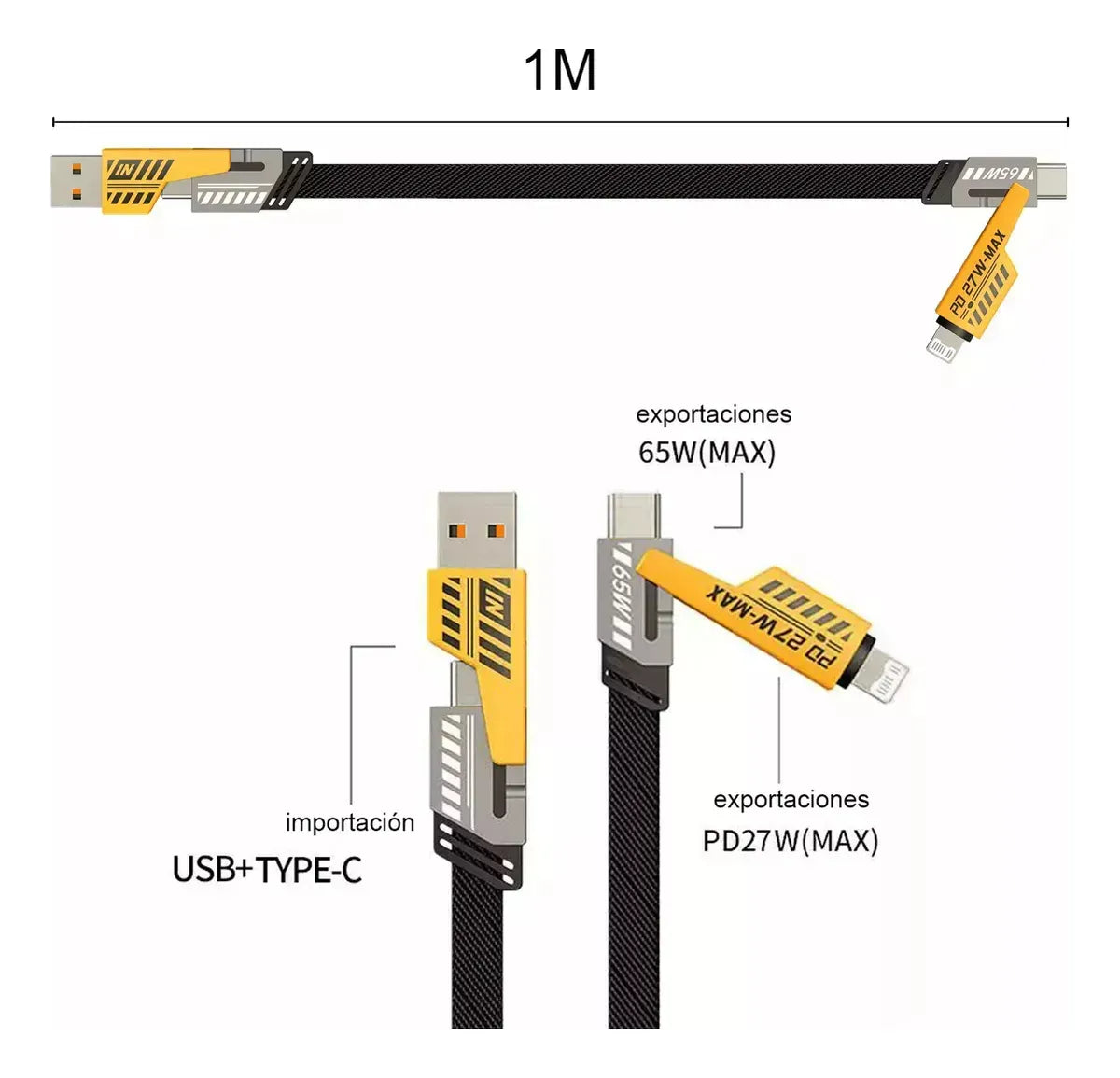 CABLE MULTIFUNCIONAL PARA TODO TIPO DE CELULAR - CARGA RÁPIDA
